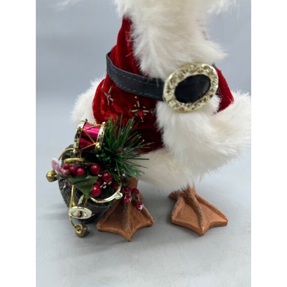 Santa Duck Figurine Red Velvet Outfit White Faux Fur Trim & Accessories READ - Picture 3 of 8